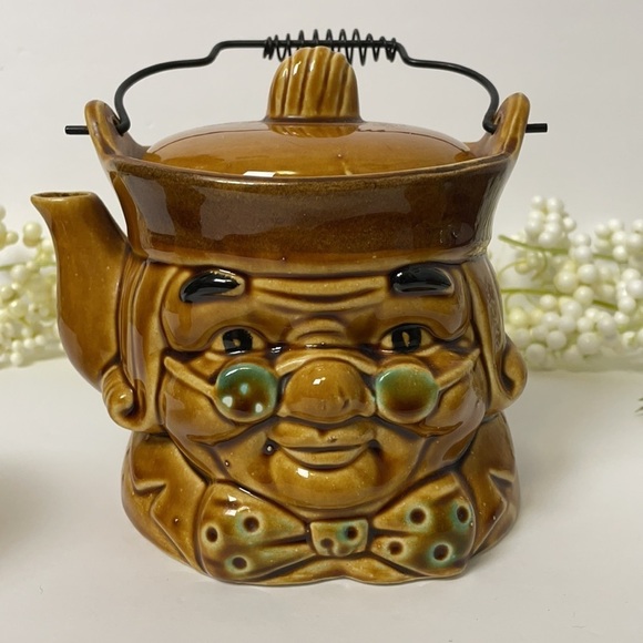 Teapot 1950’s Toby Style Set Japan Ben Franklin Cream Sugar - Picture 5 of 17